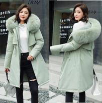 Fleece ir pastorintas dirbtinis kailis moteriškas vidutinio ilgio paltas žiemai, medvilne paminkštinti drabužiai, nauji žieminiai medvilne paminkštinti drabužiai, švarkas M [recommended 90-52.5kg] gray