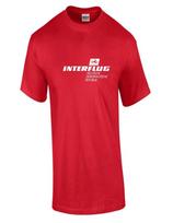 Interflug White Vintage Logo German Airline Red Cotton T-Shirt XL