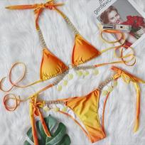 2024 m. Bikinių rinkiniai Moteriški Kalnų krištolas Bikini Maudymosi kostiumėliai Moteriški maudymosi kostiumėliai Krištoliniai blizgučiai Seksualūs žemo liemens paplūdimio maudymosi kostiumėliai, besimaudantys L violetinė