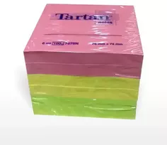Sticky notes TARTAN, size 76x76mm, 6 pcs/pack, assorted neon colors