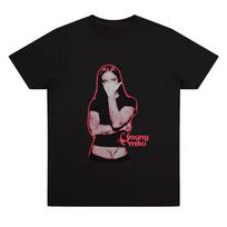Young Miko Tee Hip Hop Skateboard Street Pure Cotton T-Shirts Women Men Comfort Breathable Top Fashion Harajuku T-shirt XS juoda