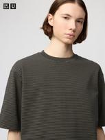 Uniqlo Airism Medvilninis Dydelis Dryžuotas Marškinėlis 09 BLACK/UNISEX M gray