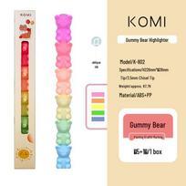 KOMI Bear Fluorescent Highlighter Set - Colored Cartoon Markers for Journals & Students Chisel Tip pink