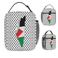 Palestine Flag Map Lunch Bag Kufiya Hatta Work Lunch Box For Child Casual Print Thermal Tote Handbags Waterproof Cooler Bag One Size