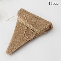 13 Flags Vintage Jute Hessian Burlap Bunting Banner Wedding Party Photography Props Celebration Party Decoration Banner 13pcs beige