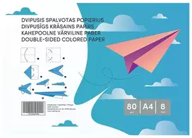 Smlt Krāsains papīrs, divpusējs, A4, 8 loksnes, 80gsm