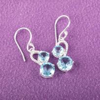 Sky Blue Topaz Gemstone 925 Sterling Silver Stylish Jewelry Zircon Earrings1.38  CZE-3-7