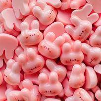 Kawaii blizgūs triušio dervos papuošalai nagų dailės „pasidaryk pats“ amatininkystei, telefono dėklo dekoravimui 5pcs rožinė