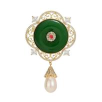 Elegant Vintage Pearls Brooch With Lucky Knot Designs and Filigree Detailing for Weddings Parties Evening Gowns