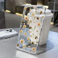 Gėlių margučių TPU skaidrus telefono dėklas, skirtas iPhone 17 16 13 12 11 14 15 Pro Max 15 16 Plus 16E 17 Air, minkštas smūgiams atsparus buferio dangtelis iphone 12 gray