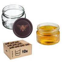 KADAX Denia konservavimo stiklainiai 250ml 10vnt 82mm + dangtelis "Brown Bee"