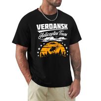 Men COD Black Ops Cold War Adventure Games Black T-Shirt Warzone Verdansk Helicopter Tours Classic Pure Cotton Tees Harajuku S