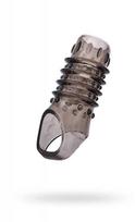 ToyFa XLover, Penis sleeve, for enlargement, TPE, transparent juodas, 10,5 cm