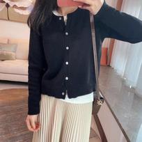 Spring and Autumn Lazy Wind Solid Color Crew Neck Sweater Jacket Women's Premium Sense Simple Versatile Outer Wear Knitted Cardigan Women average size 56-112 juoda