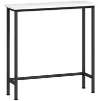 Konsolinis staliukas su marmuro imitacijos stalviršiu 75x24x76 cm juodas