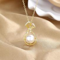 Korean-Style Freshwater Pearl Pendant Necklace – Elegant, Versatile Women's Fashion Accessory Copper