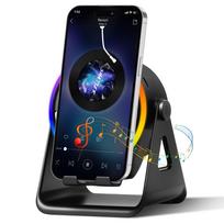 Wireless Induction Bluetooth Speaker, 4-in-1 with 360° Rotating Phone Holder and RGB Ambient Light, High-Definition Surround Sound juoda