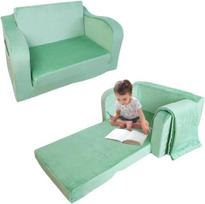 Putų minkšta vaikų sofa, išskleidžiama, daugiafunkcinė, žalia, 2 in 1 — vaikiški baldai, kėdutė mažyliui, kambario gultas, minkštas žaidimų kampas, grindinė lovelė, baldas su užvalkalu, vaikų poilsio zona