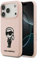 Karl Lagerfeld dėklas, skirtas IPHONE 17 Pro, suderinamas su „MagSafe KLHMP17LSKIGROP“ (silikonas su KL eskizu ir logotipu), rožinis