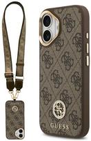 Guess 4G Strass Logo & Big Strap Metal Mygtukai MagSafe dėklas skirtas Apple iPhone 17 Brown