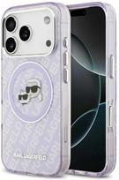 Karl Lagerfeld IML Glitter Karl & Choupette Heads Logo MagSafe dėklas skirtas Apple iPhone 17 Pro Violetinė
