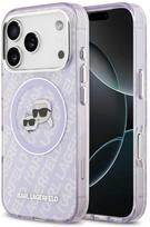 Karl Lagerfeld IML Glitter Karl & Choupette Heads Logo MagSafe dėklas skirtas Apple iPhone 17 Pro Max Violetinė