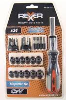 Galvučių ir antgalių komplektas 1/4" 4-12mm 34 vnt.