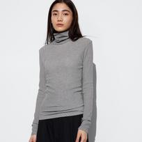 Uniqlo HeaTTech Besiūlis Golfo Marškinėlis Ilgomis Rankovėmis Dryžuotas 01 OFF WHITE/WOMEN XS gray