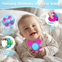 Fidget Spinner sensorinis žaislas su siurbtuku, 3 vienetų rinkinys, žvaigždutės — žaislai maudynėms, silikoninis kramtukas, montessori žaislai, dovana kūdikiui, maitinimo reikmenys, kelioniniai žaislai