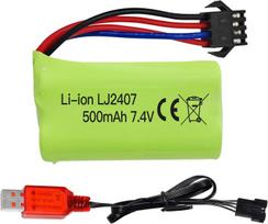 7.4V 500mAh ličio baterija su USB įkrovikliu – Yunique Green-Clean-Power – Suderinama su EC16, DE85 RC valtimis, laivų modeliais ir RC automobiliais