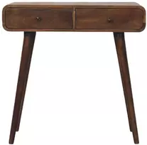 Artisan Furniture Classic Pilkas lenktų formų mango medienos konsolinis staliukas