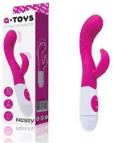 Toyfa Rožinis A-TOYS, Vibratorius Nessy su klitorio stimuliatoriumi, Silikoninis, Rožinė, 20 cm, 10 greičių, 2xAAA