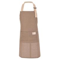 Cotton Linen Striped Kitchen Apron with Pocket Breathable Waterproof Oil-proof Adjustable Men Women Chef Cooking Baking Sleeveless Bib Apron kava