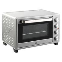 Mini krosnelė Mini orkaitė 32 l 100 °C–230 °C 1600 W Mini orkaitė su kepimo skarda, trupinių skarda, grotelėmis ir 3 kepimo režimais Picos orkaitė su laikmačiu Kepimo skardos rankena Nerūdijantis plienas Sidabras