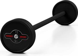 Gumuotas tiesus štangos grifas 15 kg, matinis juodas - Marbo Sport