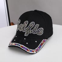 Unisex Rhinestone Cowboy and Duckbill Sun Hat with Letter Graphic žalia