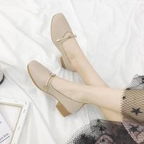 Medium heel small leather shoes women's 2025 spring and autumn new fashion versatile gentle student thick heel high heel Internet celebrity single sh 35