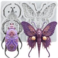 Butterfly Silicone Mold Beetle Fondant Molds Cake Decorating Tools Theme Cake Dessert Decorated Chocolate Candy Mold pilka spalva