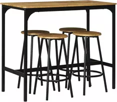 Aosom 5 dalių baro stalo komplektas, industrinis dizainas, rustic ruda, 110 x 50 x 89,5 cm