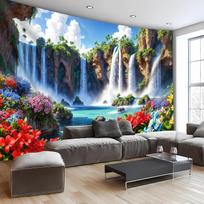 VIKAMA Tropical Waterfall Paradise Tapestry Landscape Wall Decoration Living Room Bedroom Dormitory and Home Office Decor 74x94cm(29x37in)
