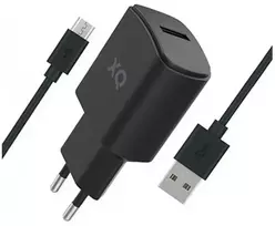 XQISIT charger travel charger | 12W | USB-A, USB-C | with USB-A to USB-C cable included | juodas