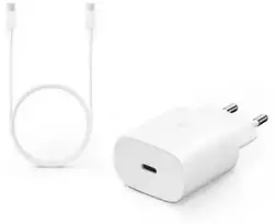 „Samsung EP-TA800“ kelioninis įkroviklis | 25 W | PD | USB-C | su pridedamu USB-C–USB-C laidu | baltas (OEM)