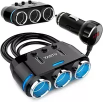 Įkroviklis Goodbuy 3 x Car Charger Socket Splitter 12/ 24V/ 2 x USB 2.1A (GB10067BK)