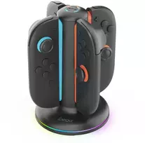 „iPega SW2052“ įkroviklio stotelė su RGB šviesa, skirta „JoyCon“ valdikliams, „Nintendo Switch 2“, juoda