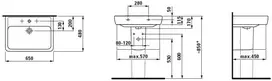 Laufen Praustuvas PRO A 65 x 48 cm, su 1 anga maišytuvui viduryje