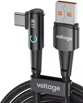 voltage Laidas USB-A / USB-C kampinis Įtampa PowerAngle 66W PD 100cm juodas
