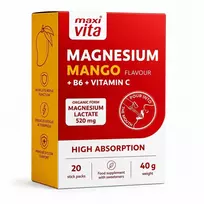 Vitar Sro Magnesium Mango su vitaminais B6 ir C MaxiVita, 20 pakelių