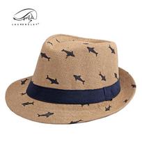 Parent-child outdoor sunshade sunscreen jazz hat men and women summer straw beach top hat Panama hat children Children's model [52-54cm] tamsi chaki spalva
