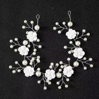 Korean Style Bridal Hair Comb with Polymer Clay Flowers and Pearls