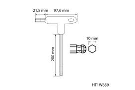 Hogert T tipo raktas HT1W859, 200mm, S2 plienas, 10mm, rutulinis galas, T formos rankena